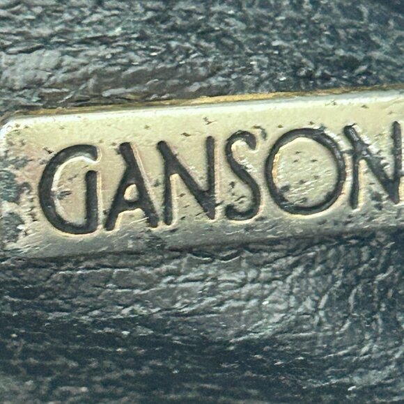 Vintage Ganson Black Leather Woven Handbag | Made in Hong Kong - Picture 7 of 12